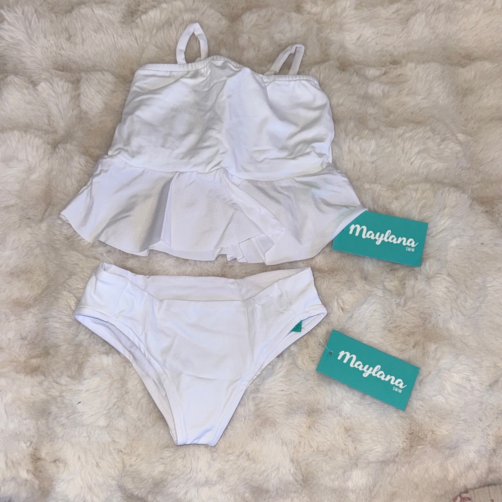 Kids White Swim Bikini